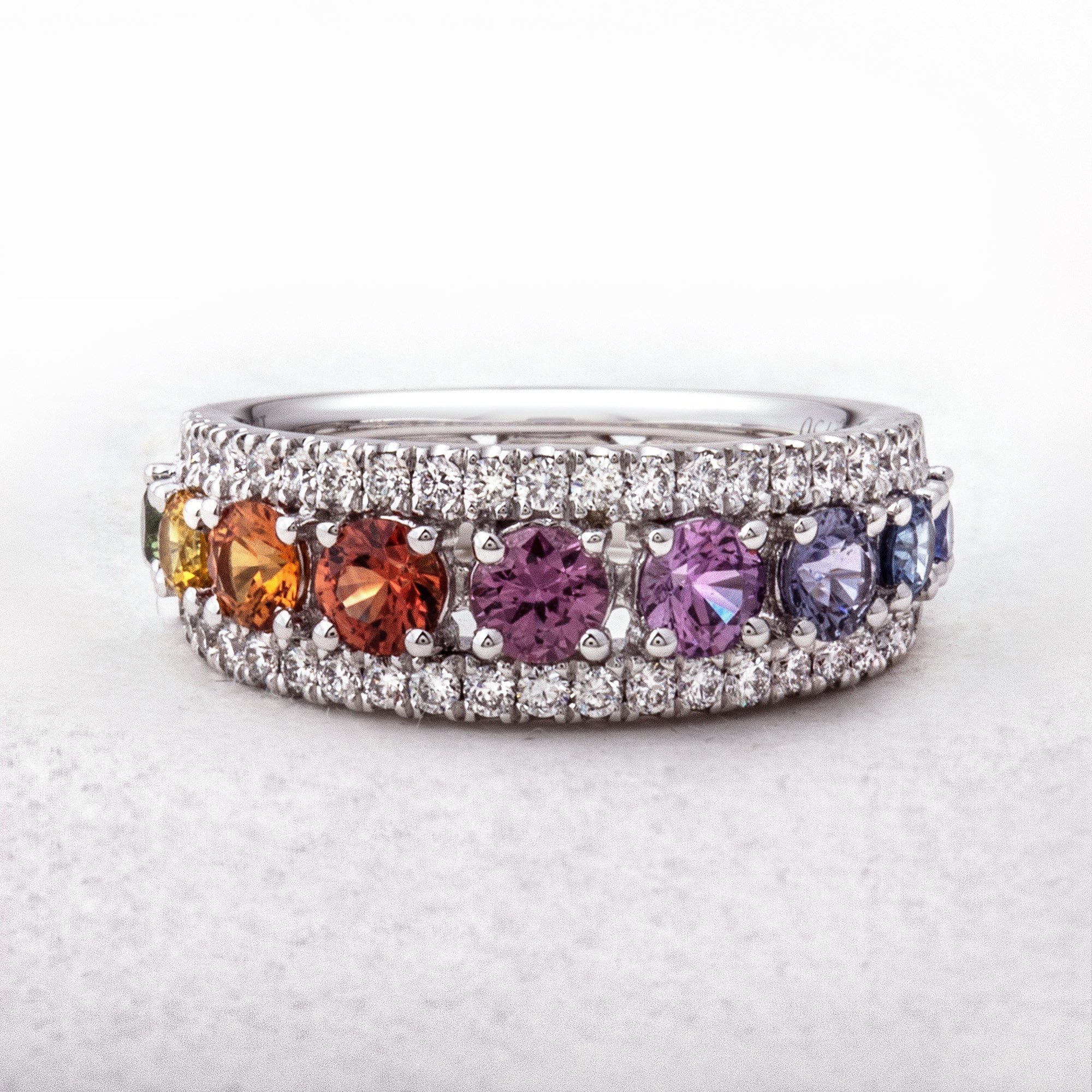 Rainbow Sapphire and Diamond Dress Ring in 18ct Gold