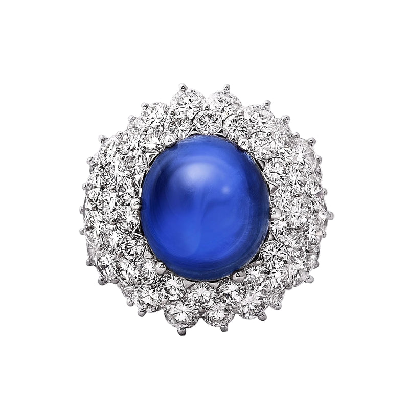 Rare Burma Sapphire and Diamond Ring