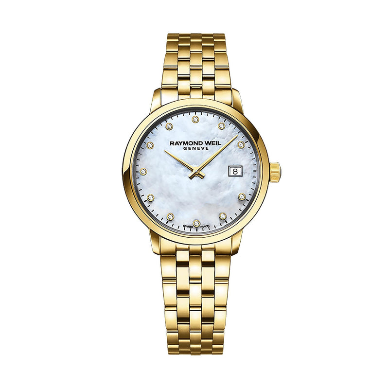 Raymond Weil Ladies Toccata Gold Plated Round Mother Of Pearl & Diamond Dial Watch
