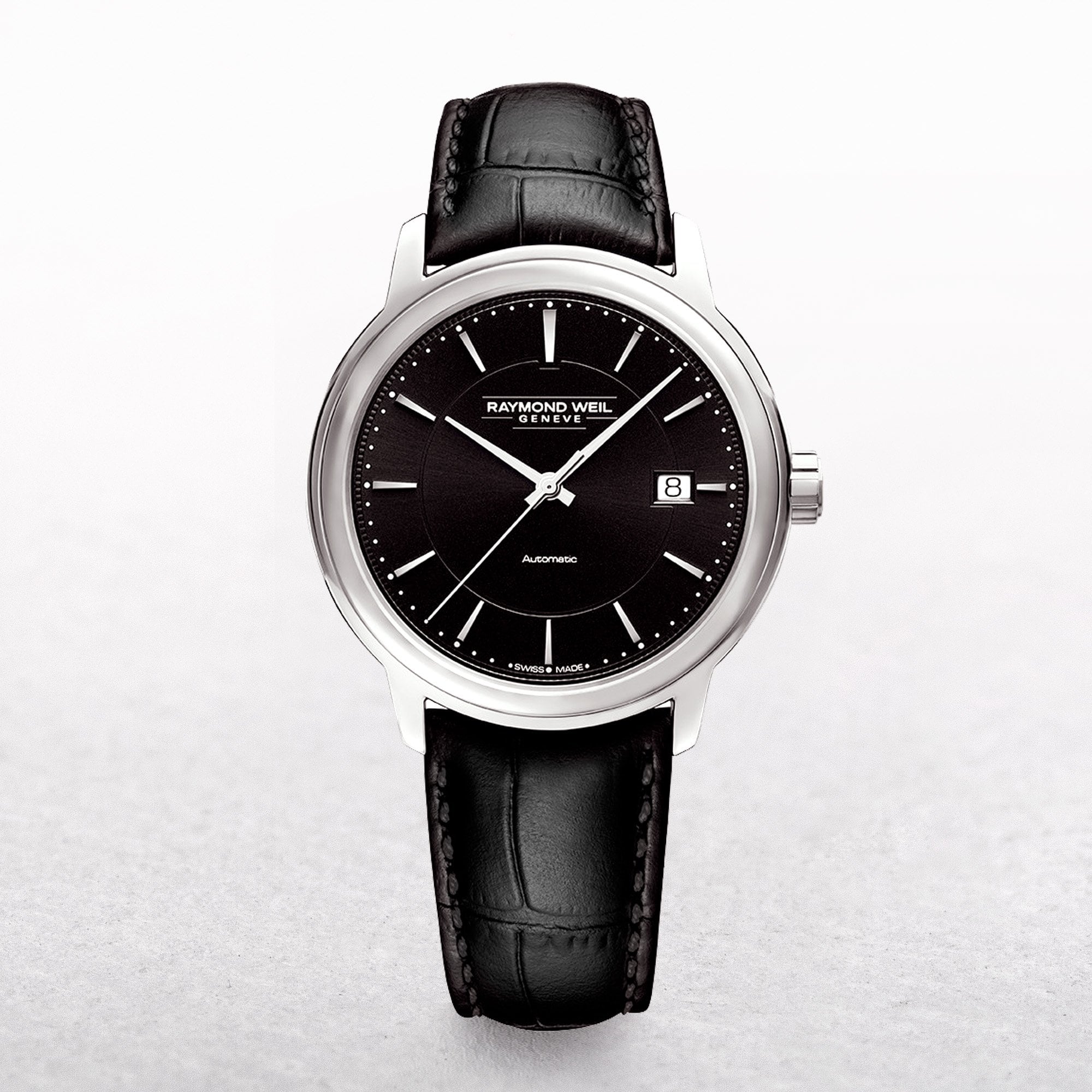 Raymond Weil Mens Tocatta Watch With Black Dial & Black Leather Strap