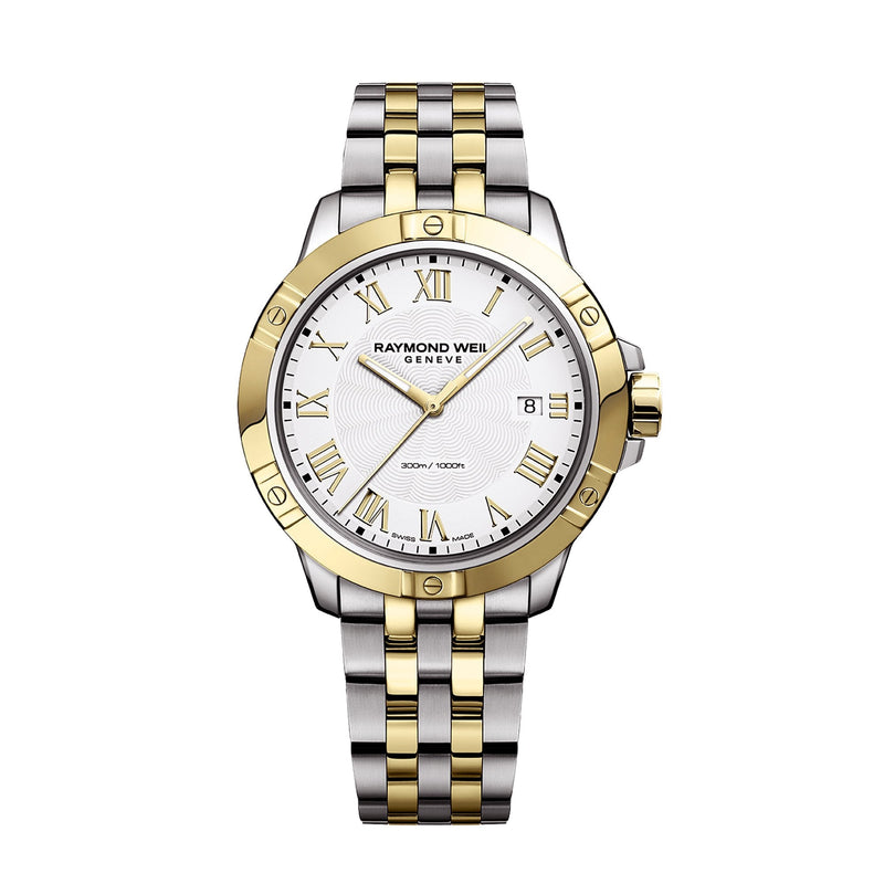 Raymond Weil Two Tone Mens Tango Watch With White Dial