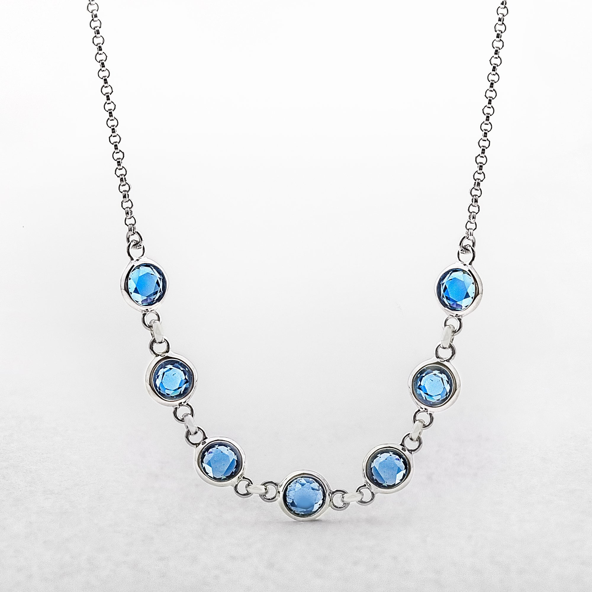 Round Blue Cubic Zirconia Valdo Zeni Necklace