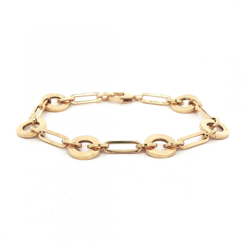 Round & Oval Flat Link Bracelet 5.4g in 9ct Gold