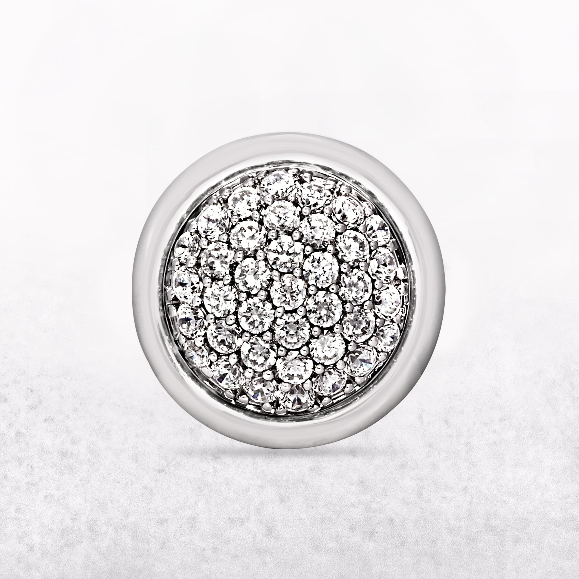 Round Sterling Silver Ring with Micro Set Cubic Zirconias