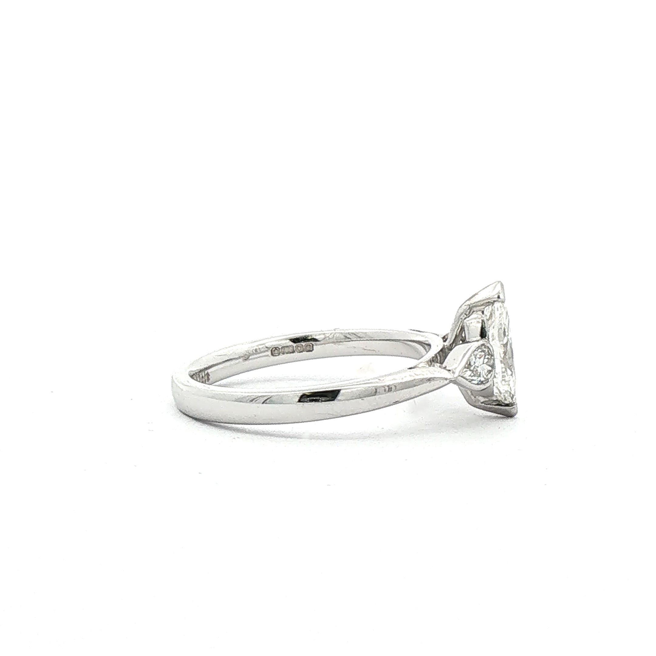 C0.71ct S0.32ct G vs1 Marquise Natural Diamond Ring With Pear Side Diamonds Set In 18ct White Gold
