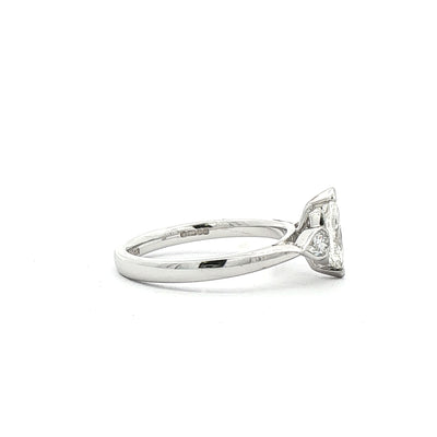 C0.71ct S0.32ct G vs1 Marquise Natural Diamond Ring With Pear Side Diamonds Set In 18ct White Gold
