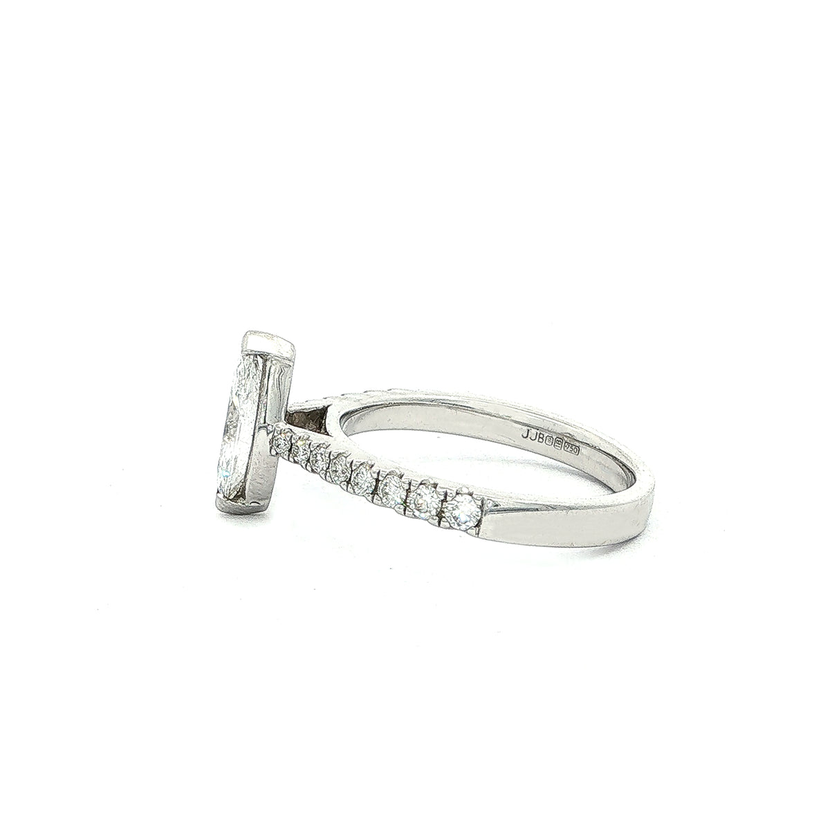 0.91ct E Vs1 Vintage Marquise Diamond Solitaire 18ct White Gold