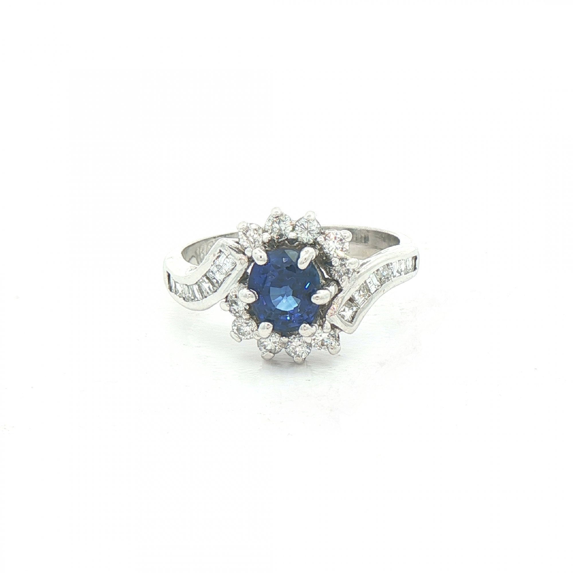 Sapphire & 0.60ct Natural Diamond Cluster Approx Weight Weighing a Total 4.3g