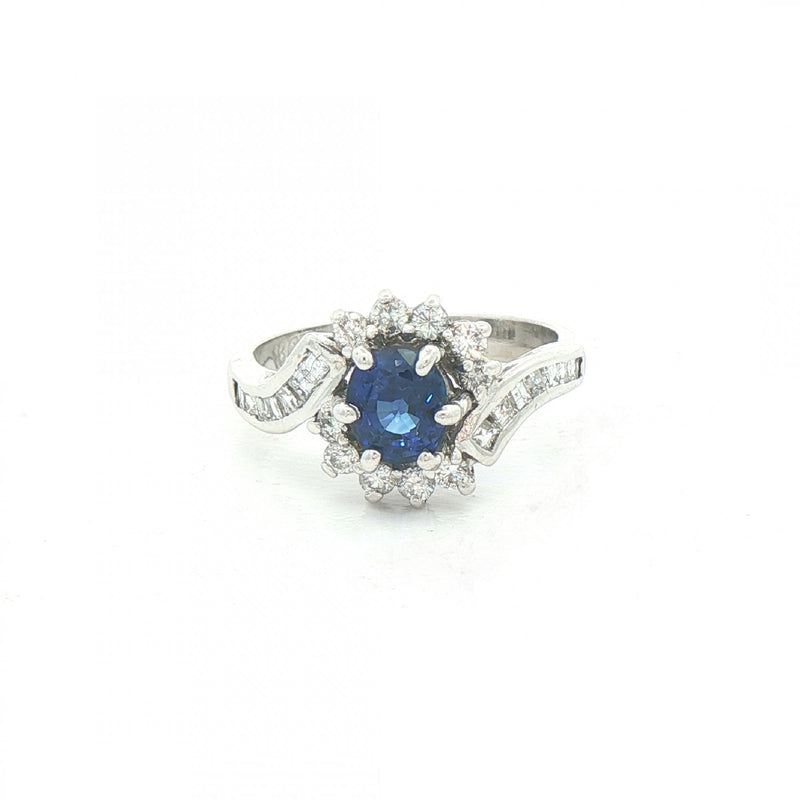 Sapphire & 0.60ct Natural Diamond Cluster Approx Weight Weighing a Total 4.3g