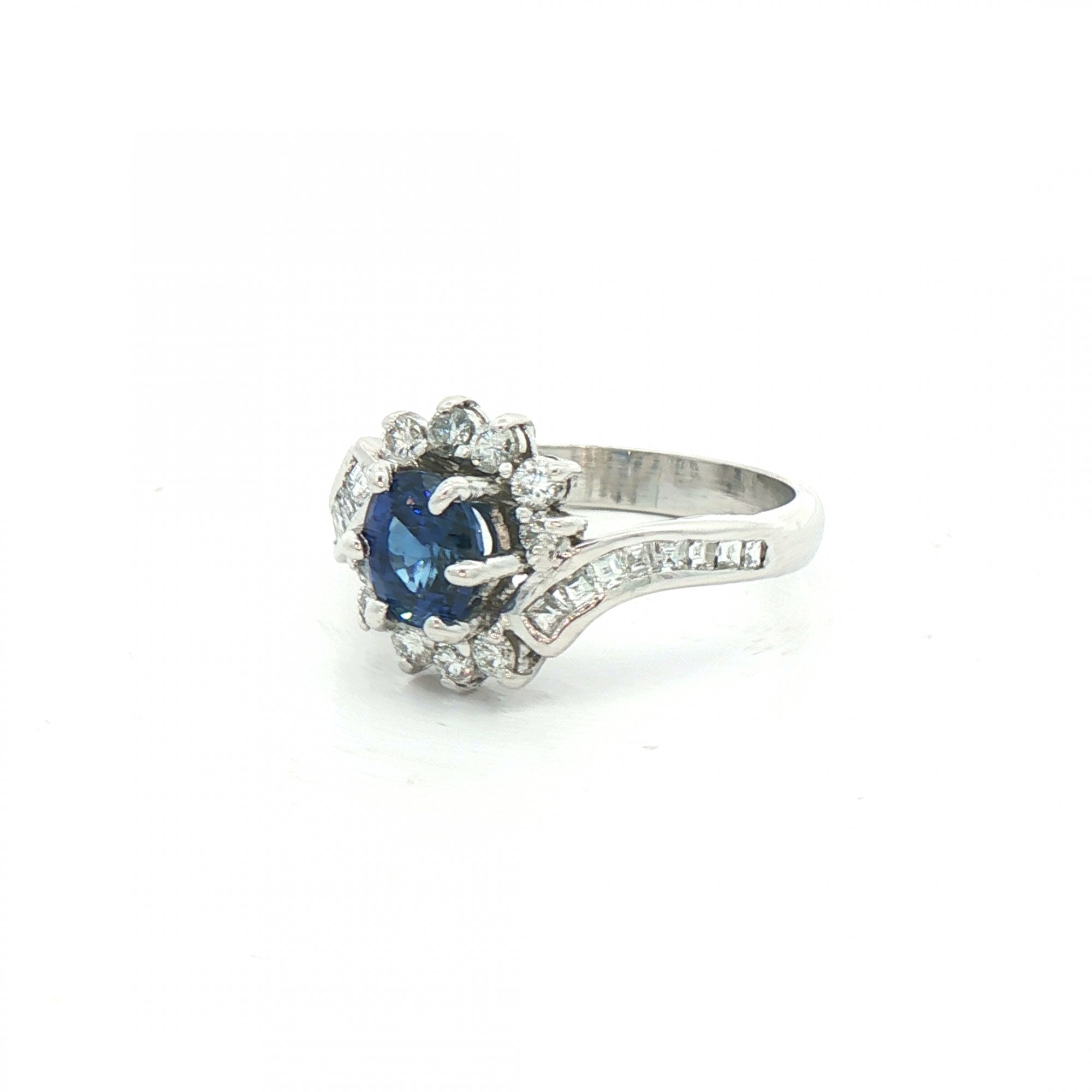 Sapphire & 0.60ct Natural Diamond Cluster Approx Weight Weighing a Total 4.3g