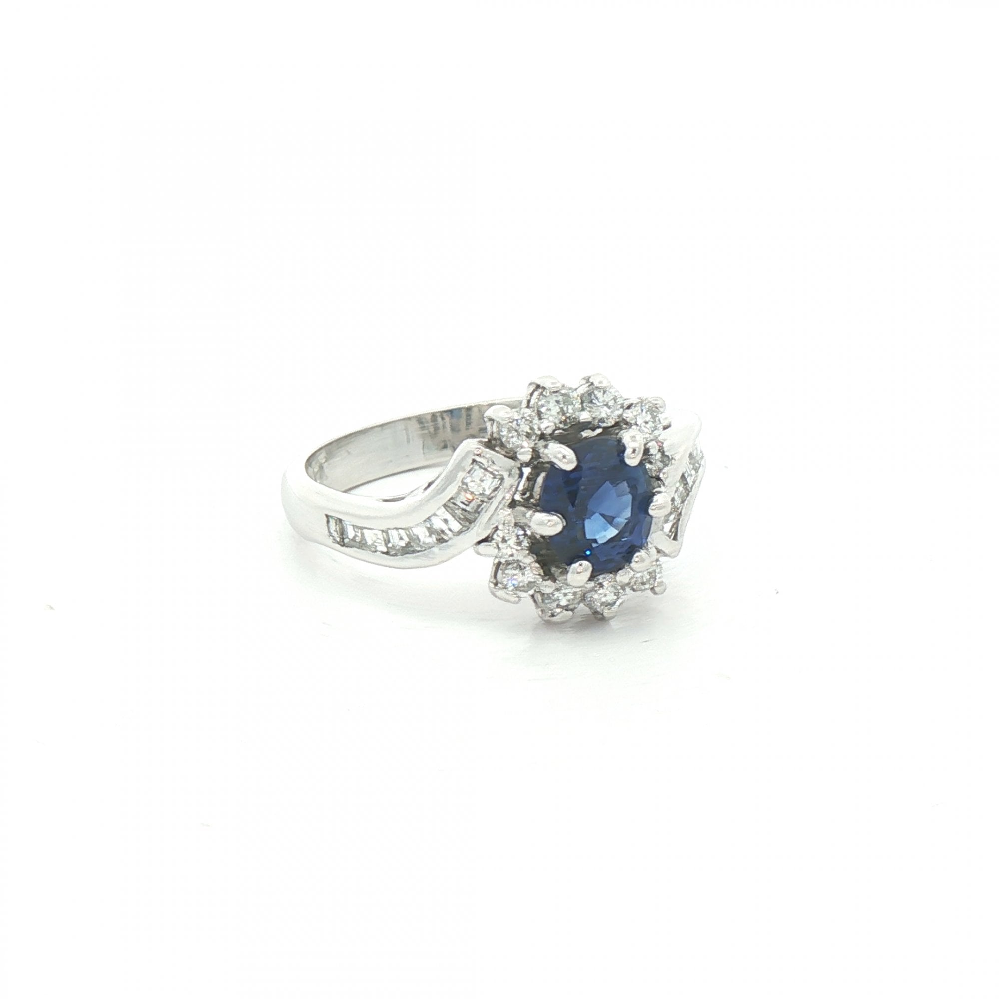 Sapphire & 0.60ct Natural Diamond Cluster Approx Weight Weighing a Total 4.3g