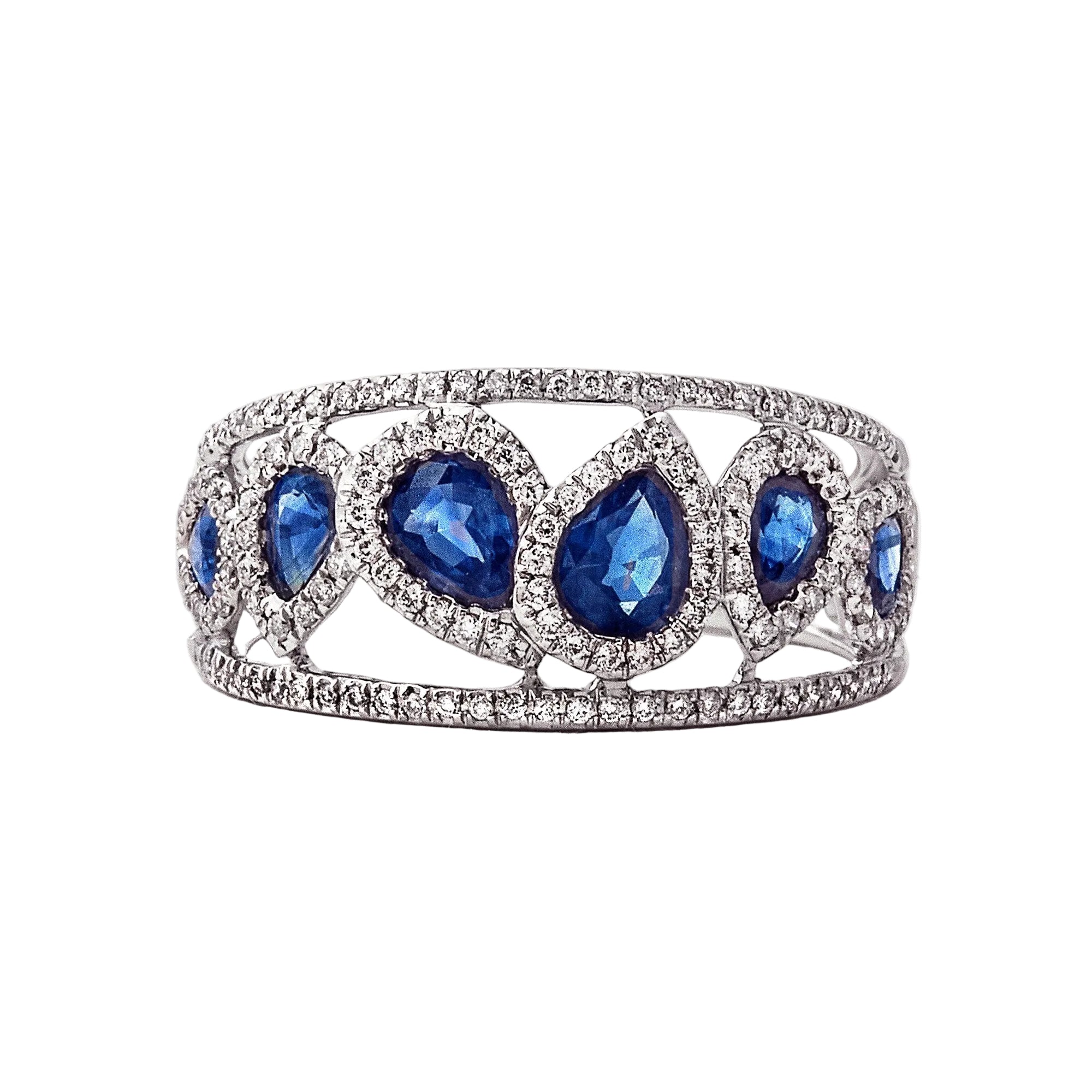 Sapphire 1.68ct and Diamond 0.40ct Dress Ring in 18ct White Gold
