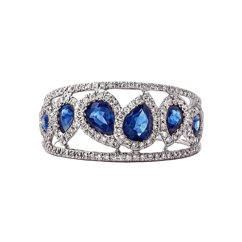 Sapphire 1.68ct and Diamond 0.40ct Dress Ring in 18ct White Gold