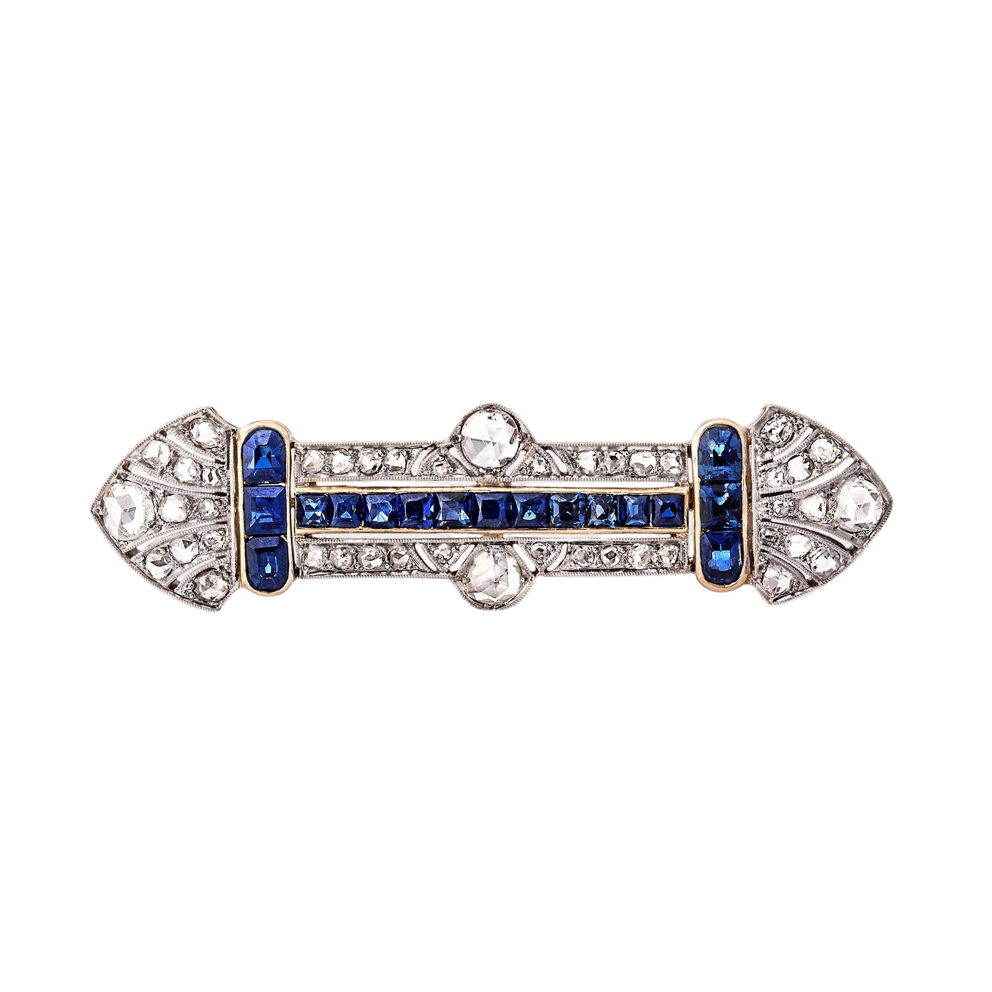 Sapphire and Diamond Art Deco Panel Brooch