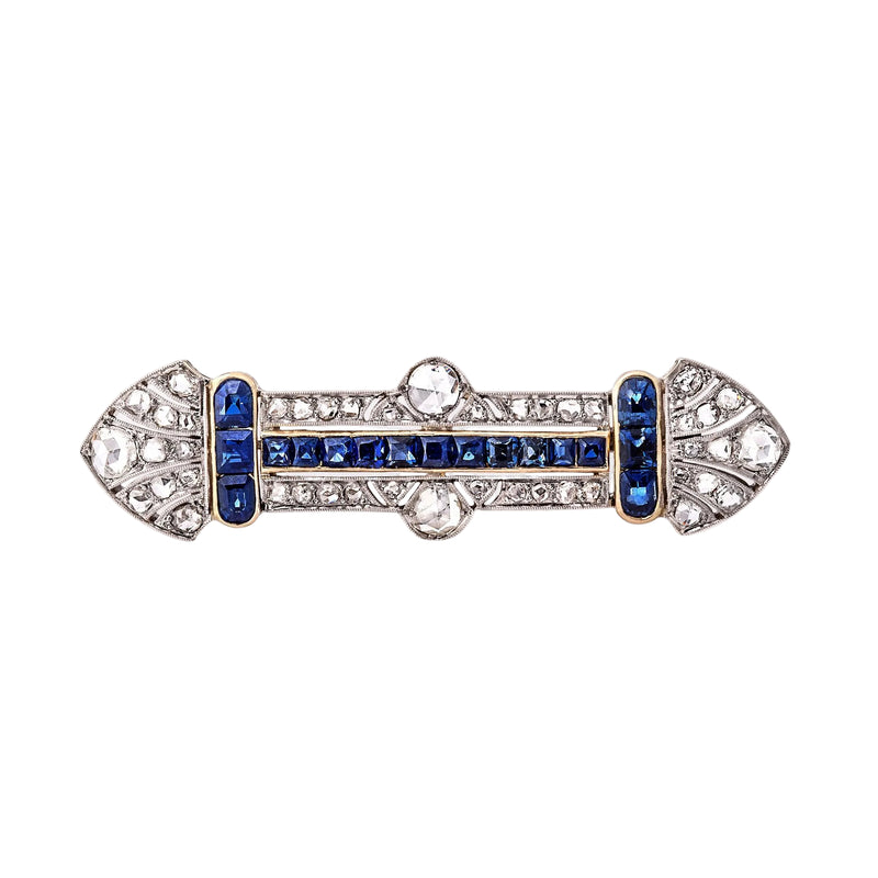 Sapphire and Diamond Art Deco Panel Brooch