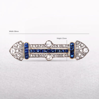 Sapphire and Diamond Art Deco Panel Brooch