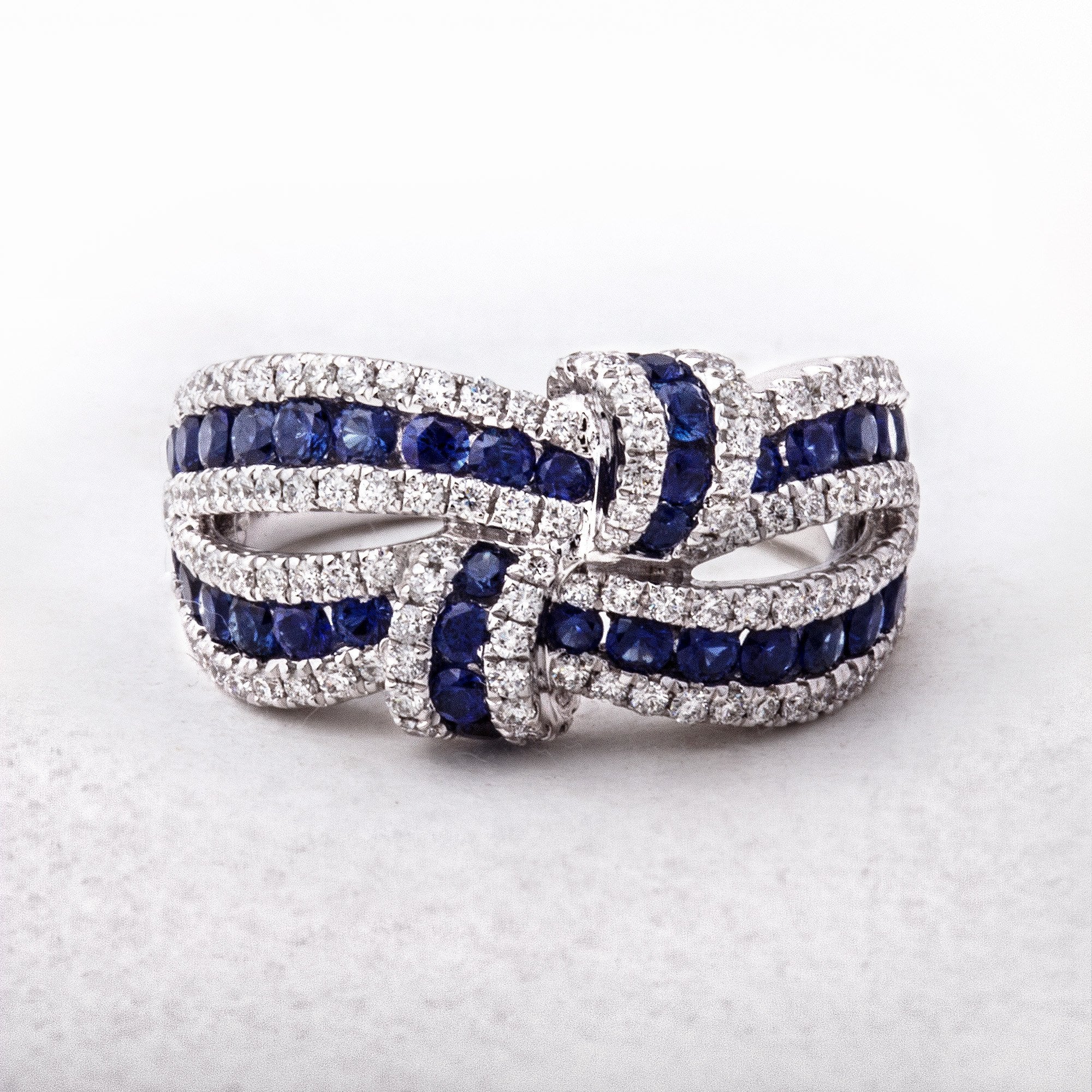 Sapphire and Diamond Ribbon Dress Ring in 18ct Gold