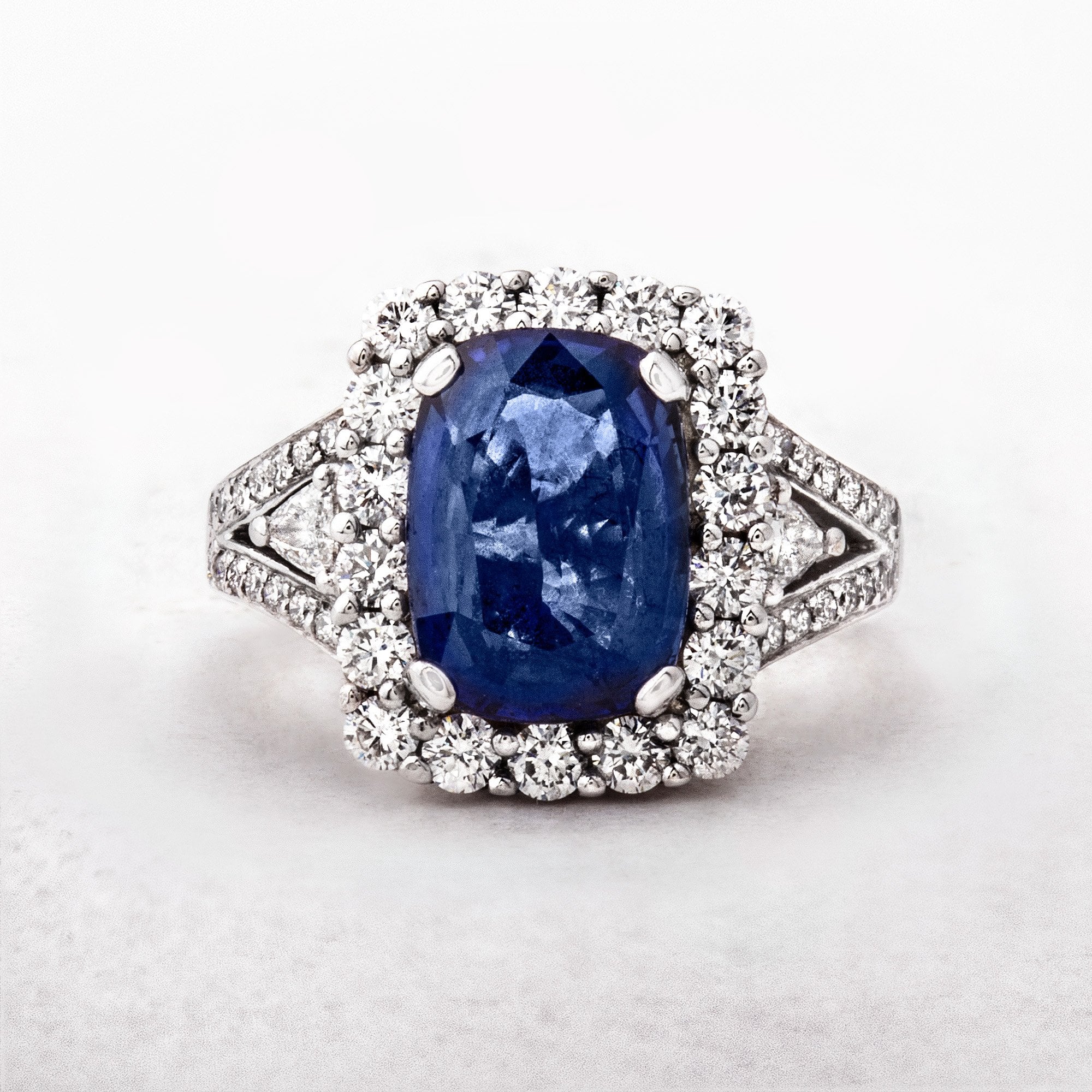 Sapphire and Diamond Rounded Rectangle Gemstone Ring in 18ct White Gold