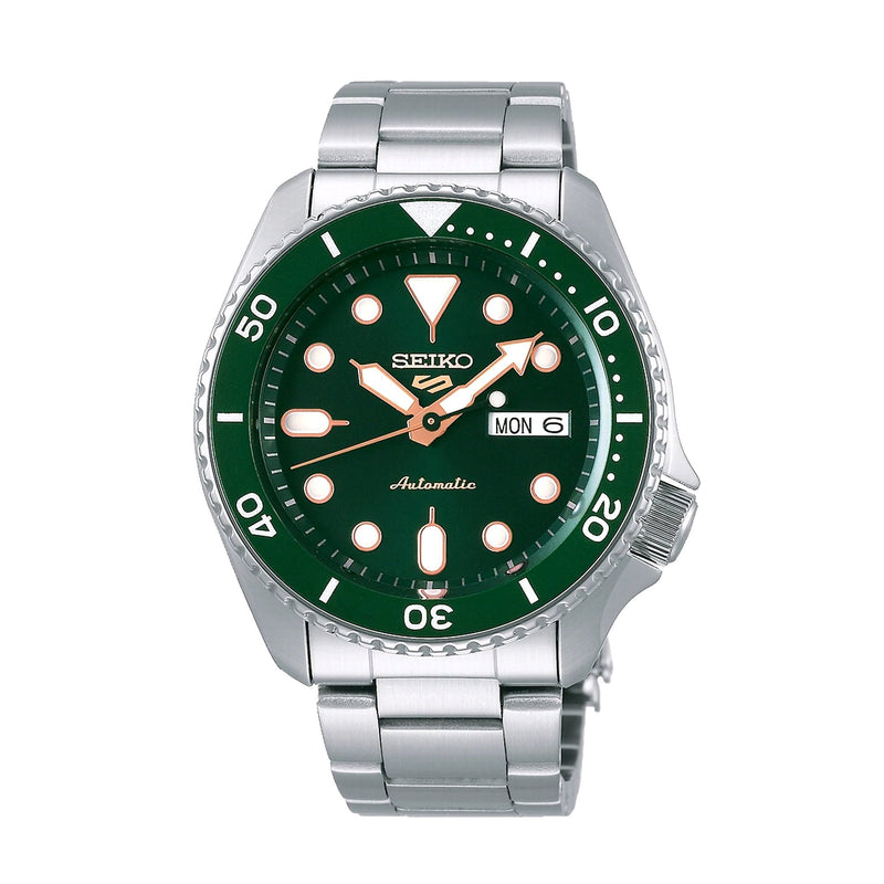 Seiko 5 Gents Automatic Green Dial Watch in Stainless Steel