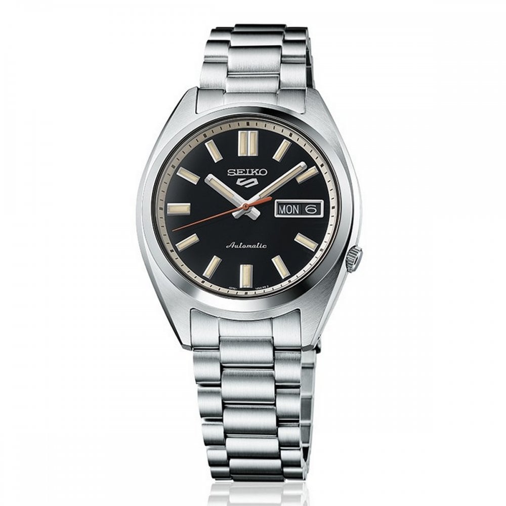 Seiko Gents 5 Sports Automatic Black Reinterpation on Stainless Steel Bracelet