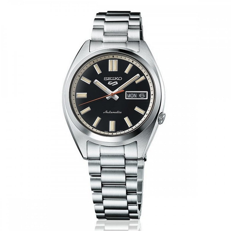 Seiko Gents 5 Sports Automatic Black Reinterpation on Stainless Steel Bracelet