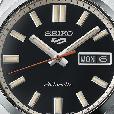 Seiko Gents 5 Sports Automatic Black Reinterpation on Stainless Steel Bracelet