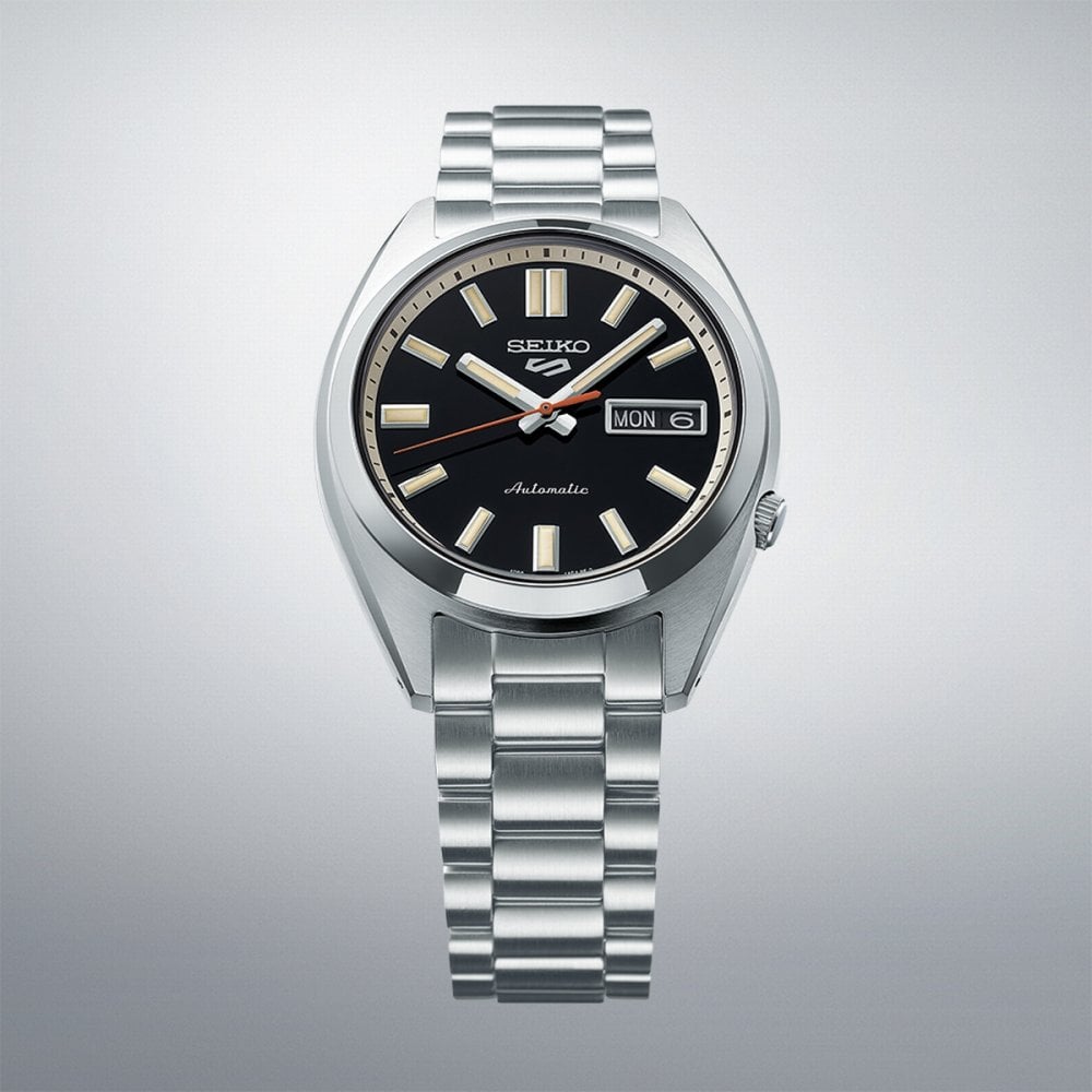 Seiko Gents 5 Sports Automatic Black Reinterpation on Stainless Steel Bracelet