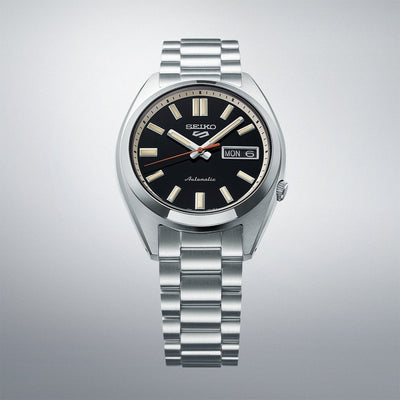 Seiko Gents 5 Sports Automatic Black Reinterpation on Stainless Steel Bracelet