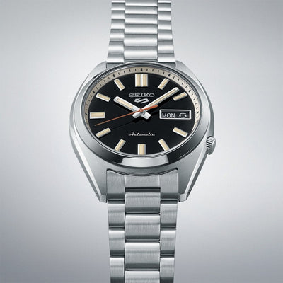 Seiko Gents 5 Sports Automatic Black Reinterpation on Stainless Steel Bracelet