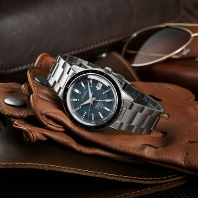 Seiko Gents Automatic GMT Petrol Blue Presage on Stainless Steel Bracelet