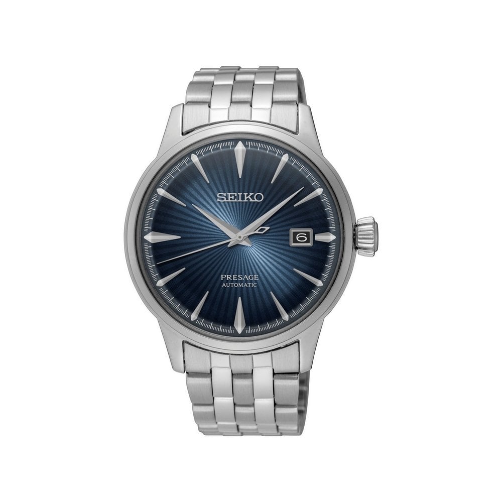 Seiko Gents Automatic Navy Round Dial Presage on Stainless Steel Bracelet