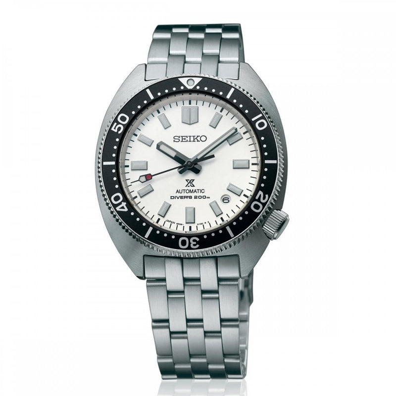 Seiko Gents Automatic Turtle 1968 with a White Dial and Black Bezel on a Stainless Steel Bracelet