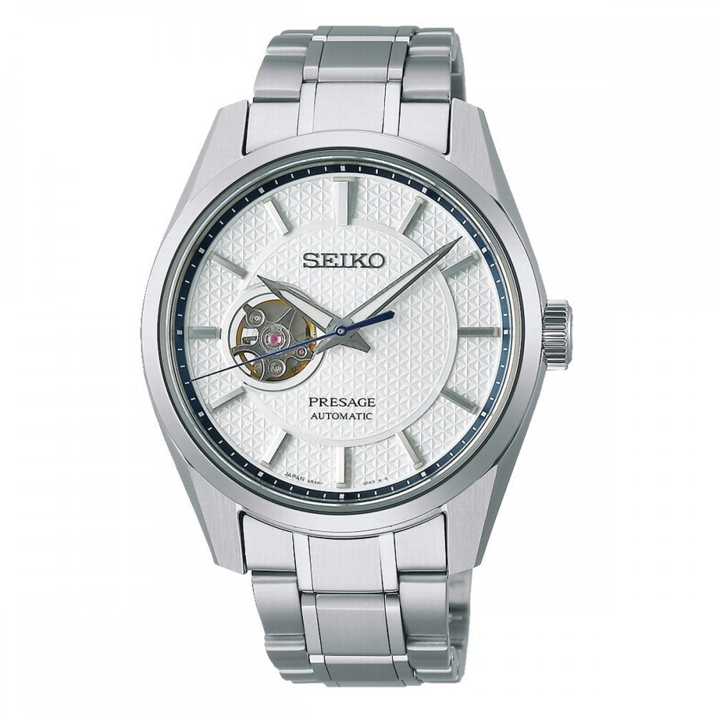Seiko Gents Presage Sharp Edged 'Midday' Watch with 40mm White Dial