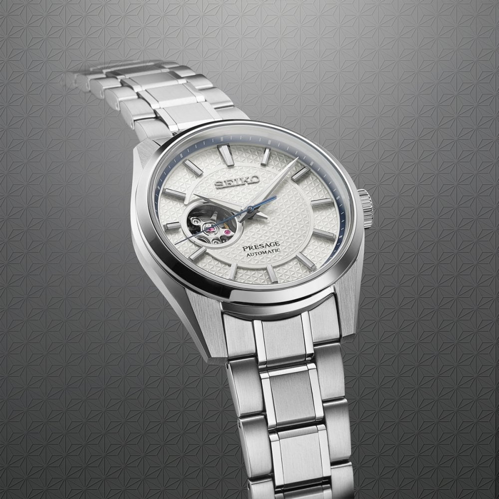 Seiko Gents Presage Sharp Edged 'Midday' Watch with 40mm White Dial