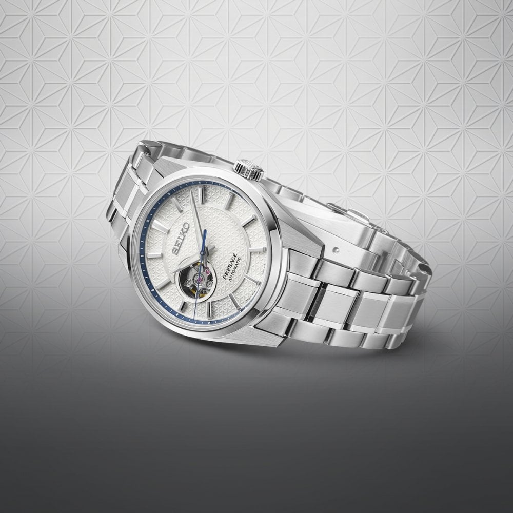 Seiko Gents Presage Sharp Edged 'Midday' Watch with 40mm White Dial