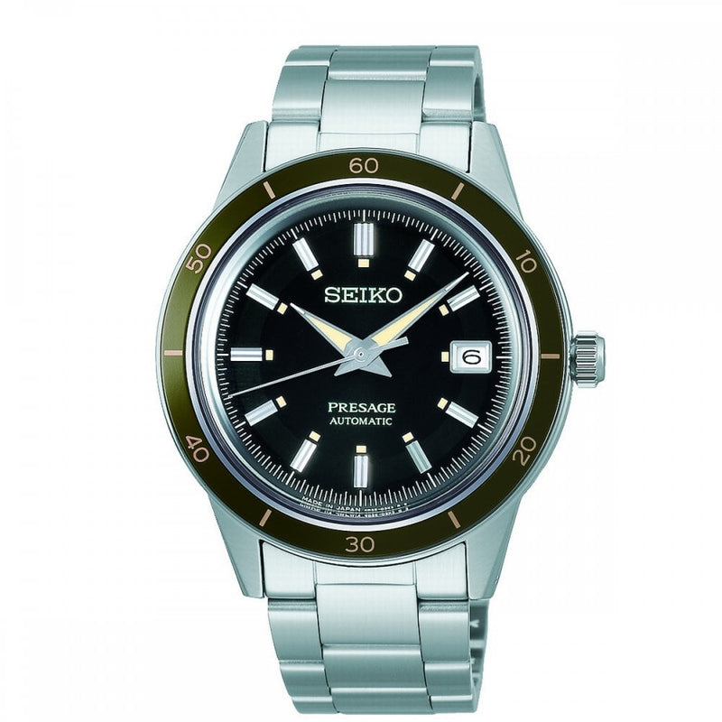 Seiko Gents Presage "Style 60's" Automatic Black Dial in Stainless Steel