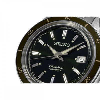Seiko Gents Presage "Style 60's" Automatic Black Dial in Stainless Steel