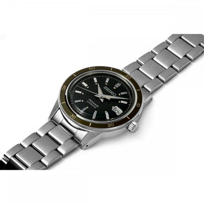 Seiko Gents Presage "Style 60's" Automatic Black Dial in Stainless Steel