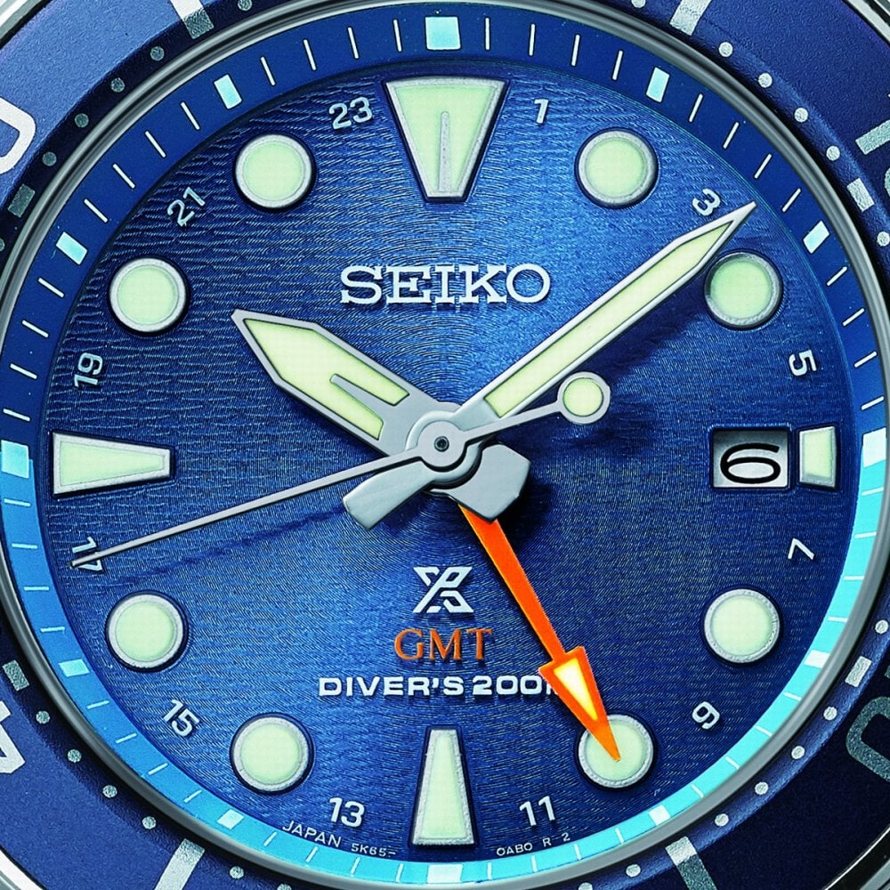 Seiko Gents Prospex Sea Aqua Sumo GMT Blue Dial Solar Diver's 45mm Watch