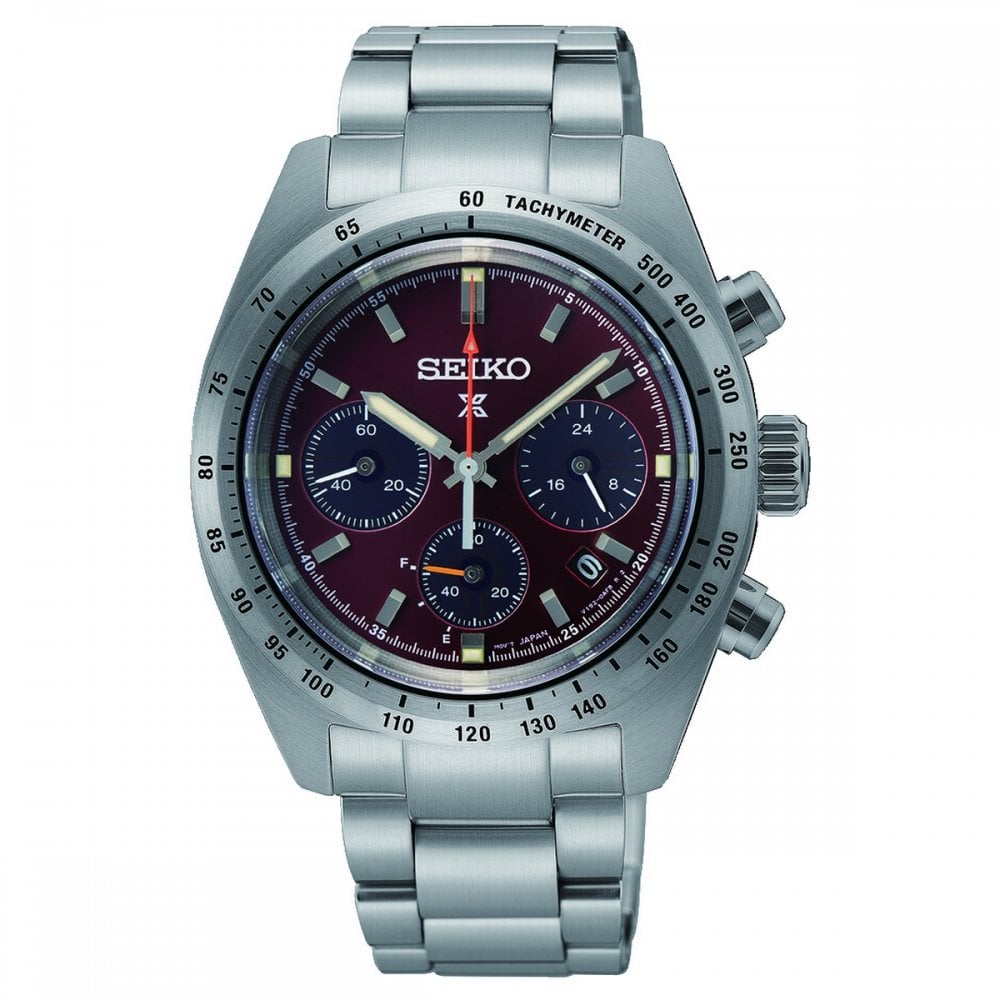 Seiko Gents Red SpeedTimer Chronograph on Stainless Steel Bracelet