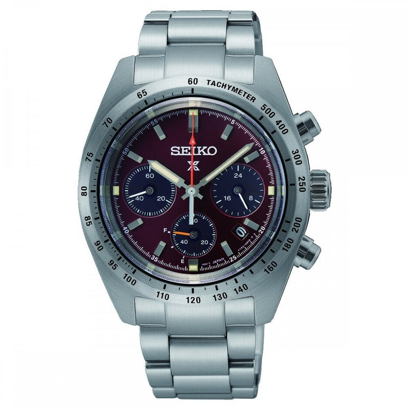 Seiko Gents Red SpeedTimer Chronograph on Stainless Steel Bracelet