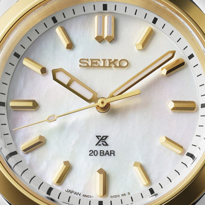 Seiko LadiesTwo Tone Mother Of Pearl Prospex on Stainless Steel Bracelet