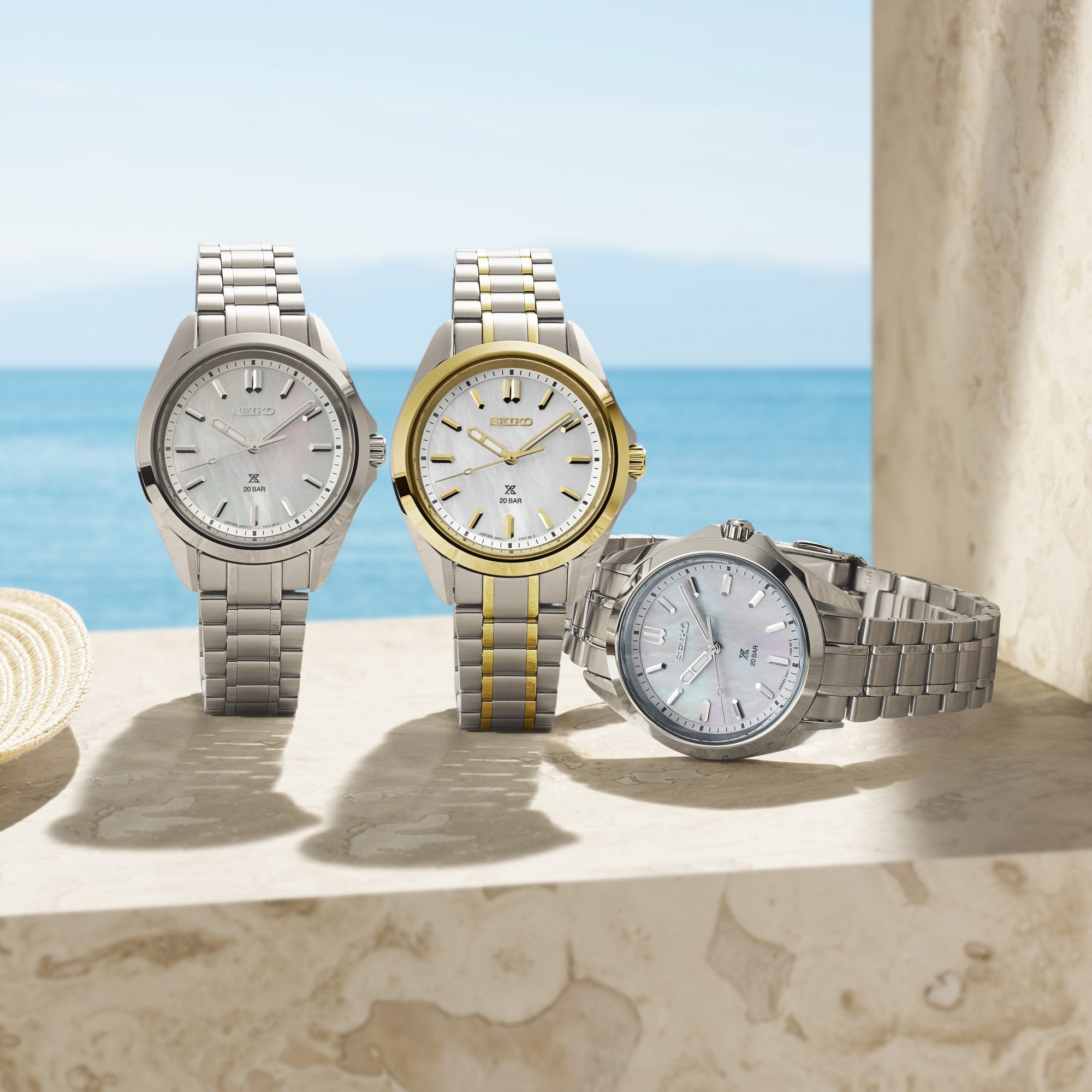 Seiko LadiesTwo Tone Mother Of Pearl Prospex on Stainless Steel Bracelet