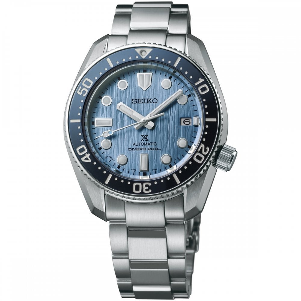Seiko Prospex Glacier "Save the Ocean" Watch with blue dial and in Stainless Steel