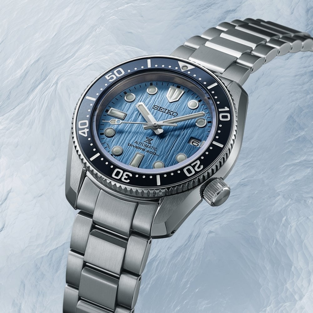 Seiko Prospex Glacier "Save the Ocean" Watch with blue dial and in Stainless Steel