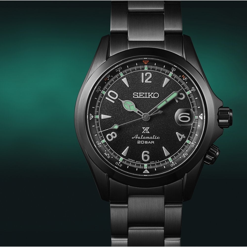 Seiko Prospex The Black Series Limited Edition Alpinist 39.5mm, Black Dial on Stainless Steel Strap