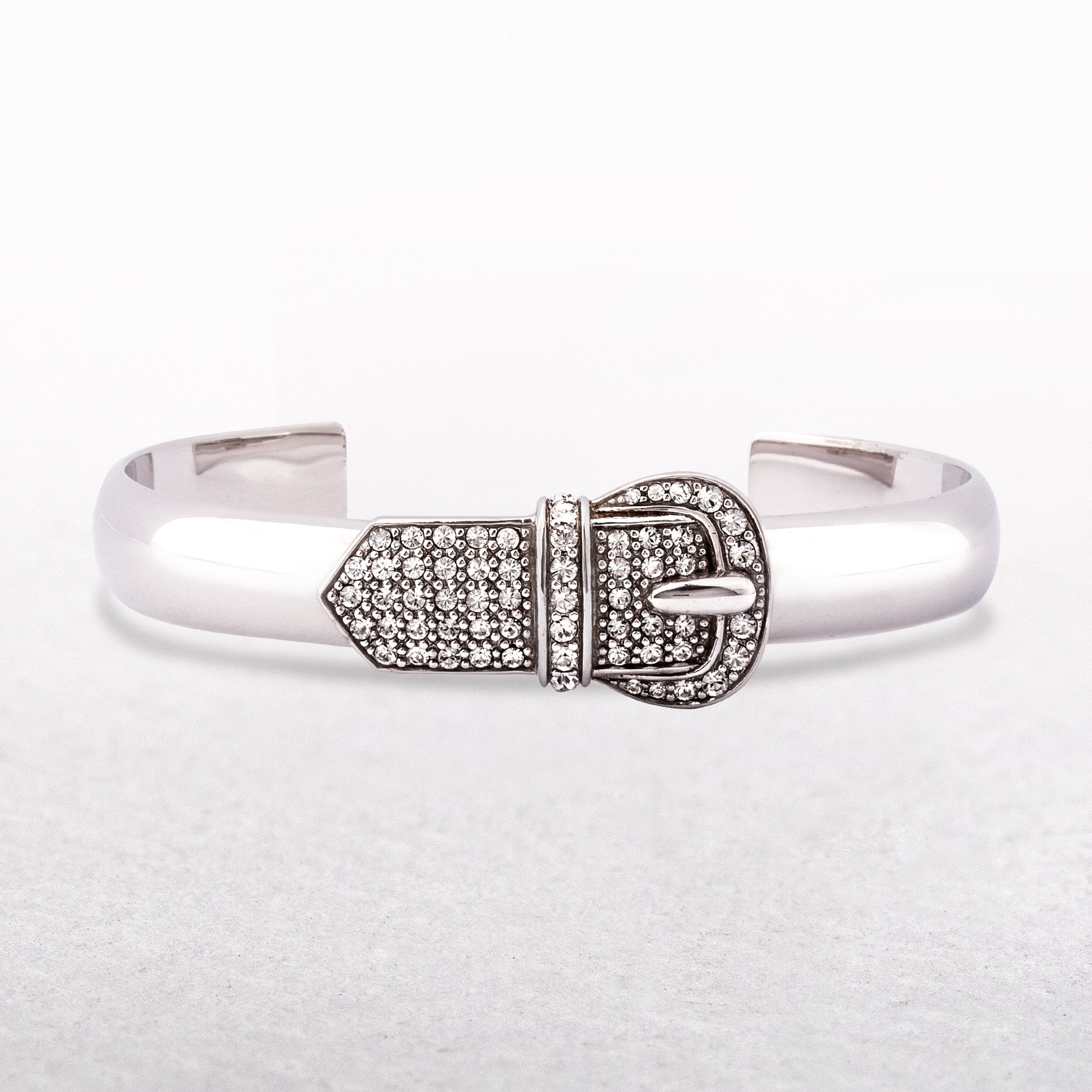 Silver Cubic Zirconia Buckle Style Bangle