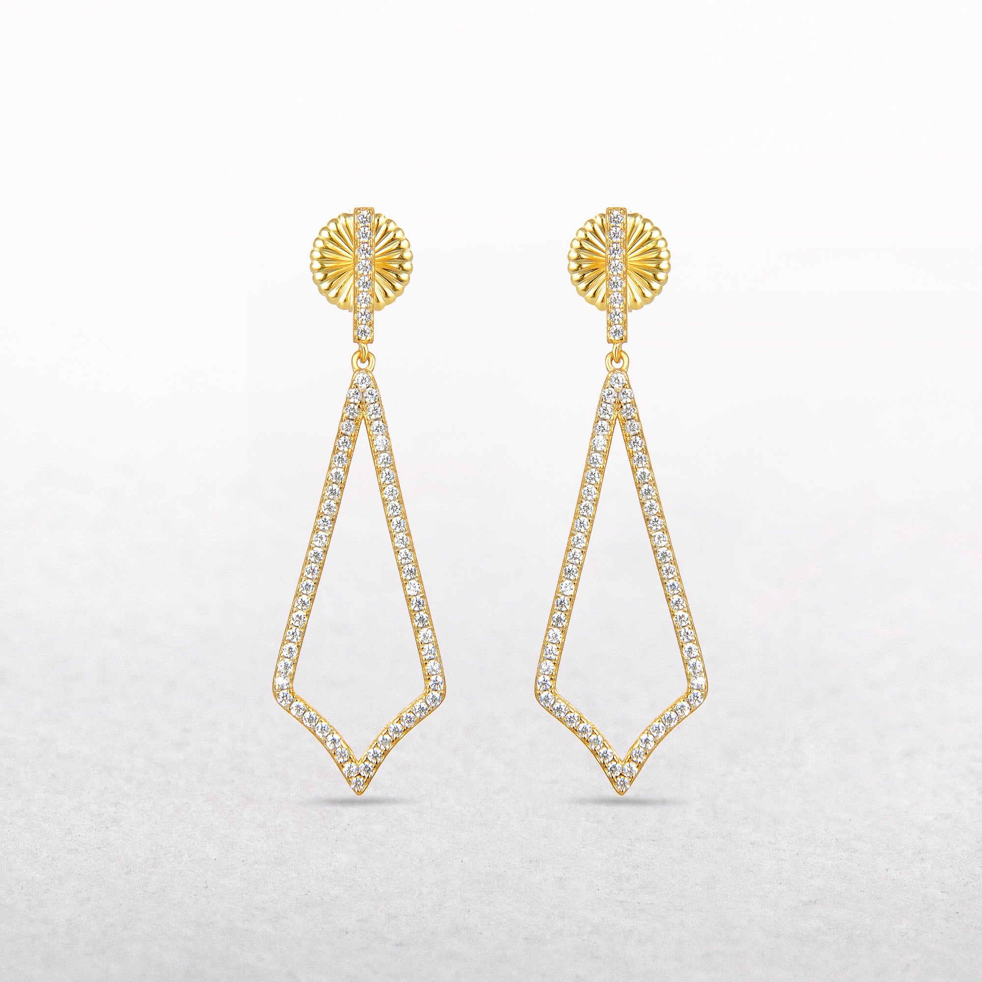 Silver Cubic Zirconia Earrings in Yellow Gold Plate