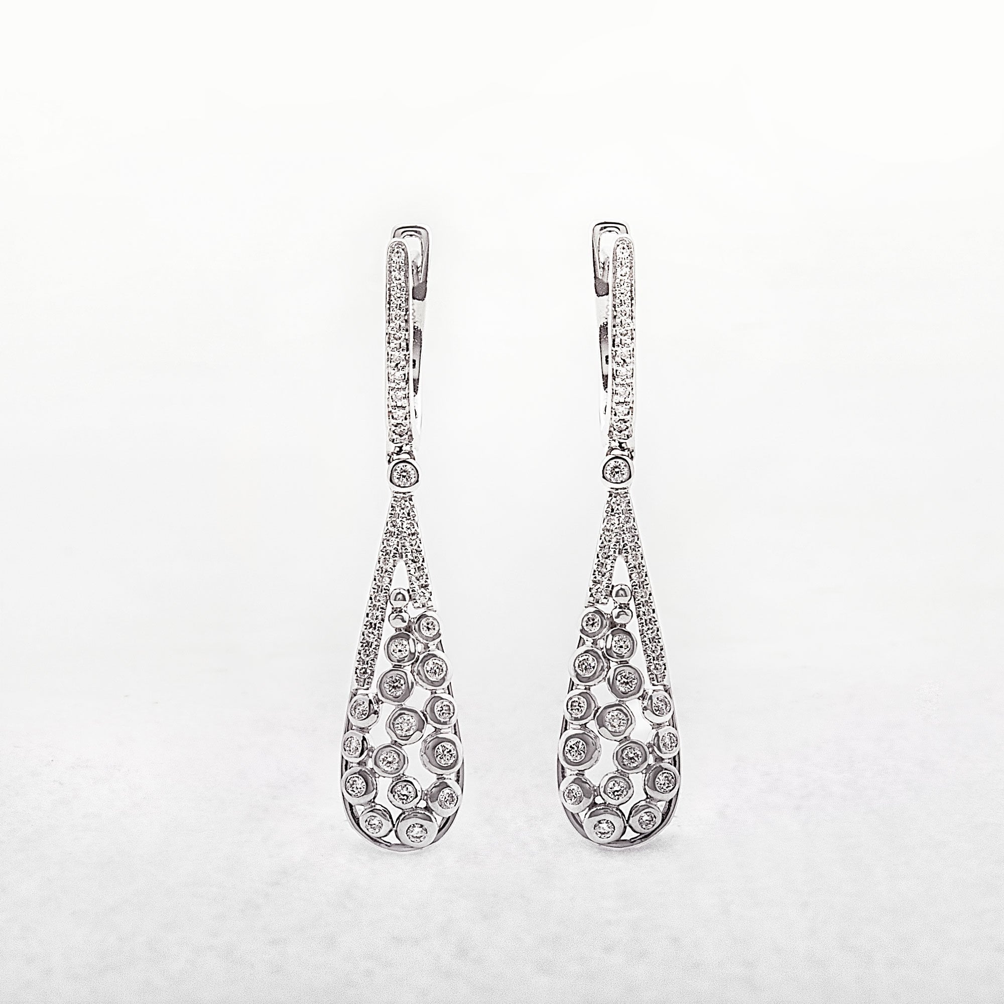 Skinny Pear Shape 0.43ct Diamond Cuff Drop Gold Earrings