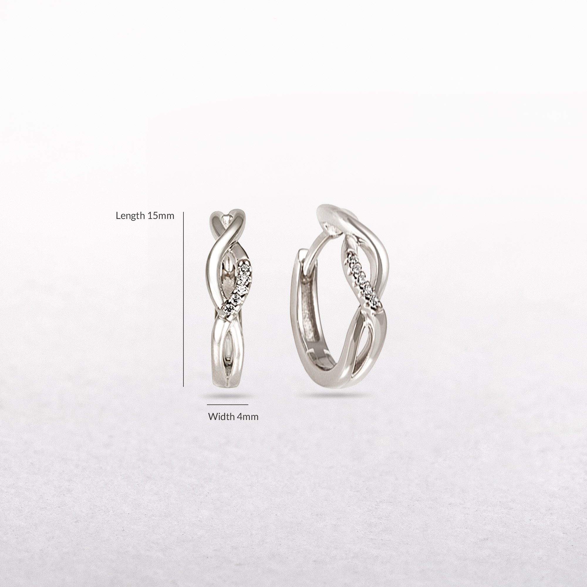 Small Fancy Diamond Twist Hoop Earrings in 9ct White Gold